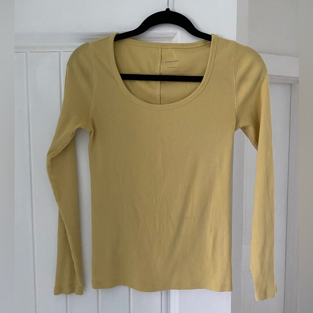 Everlane Supima micro rib long sleeve scoop neck